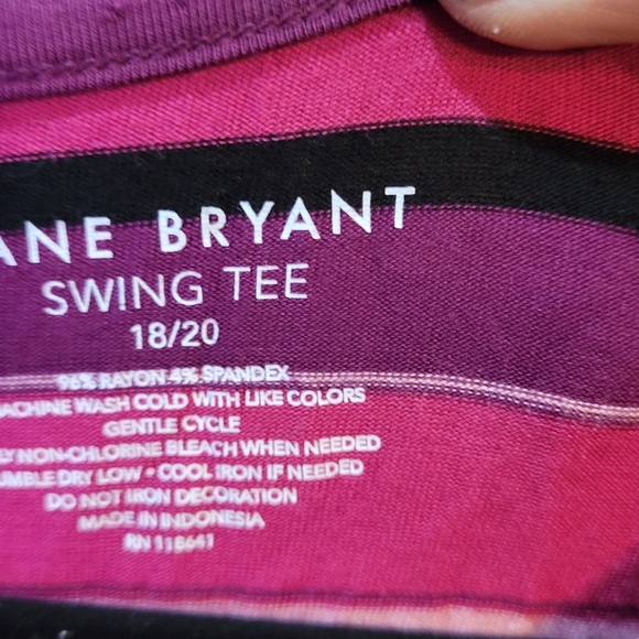 Lane Bryant Vibrant Striped 3/4 Sleeve Swing Tee Size 18/20 - Picture 4 of 4